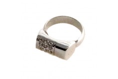Magnetic Ring 'Diamonte Barrel' - Silver Plated